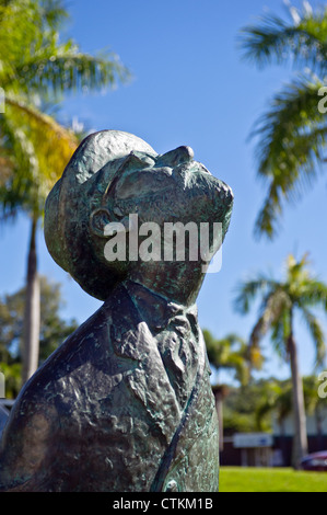 The Statue of Konstantin Tsiolkovsky, the Father of Cosmonautics in the Brisbane Botanic gardens Stock Photo