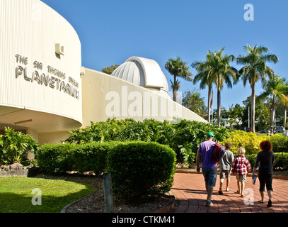 Tourists walking into The Sir Thomas Brisbane Planetarium in Brisbane Stock Photo