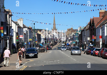 Monmouth town high street, Wales, UK Stock Photo