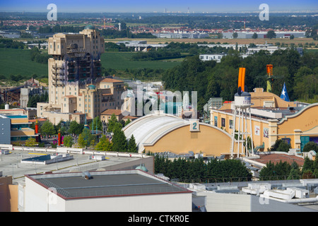 Aerial view from helium balloon at Lake Disney on Disney Studios Park, Disneyland Resort Paris, France Stock Photo