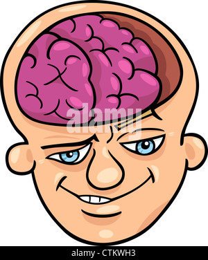 Humorous Cartoon Illustration of Brainy Man or Smart Guy Stock Photo