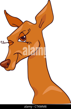 Cartoon Humorous Illustration of Cute Doe or Roe Animal Character Stock Photo