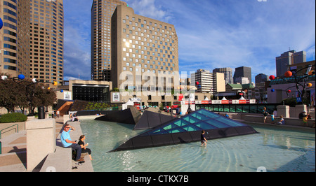 Canada, Quebec, Montreal, Place des Arts, fountain, Stock Photo