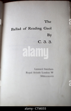 The Ballad of Reading Gaol by C33 Oscar Wilde Stock Photo