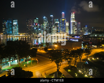 Singapore City, Singapore - April, 19th 2012: View from the Mandarin Oriental Hotel of the Marina Bay and Central Business Distr Stock Photo