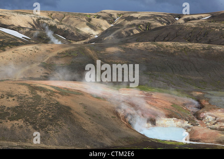 Hot spring on Laugavegur in Iceland! Stock Photo