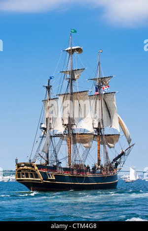 A replica of HMS Bounty sails during the 2012 Tall Ships festival in Halifax, Nova Scotia. Stock Photo
