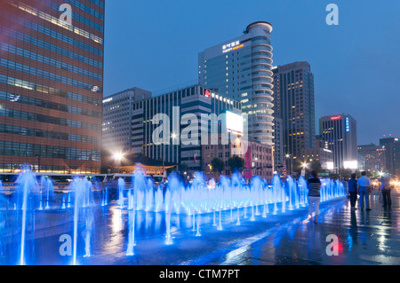 Gwanghwamun Square at night, Seoul, Korea Stock Photo