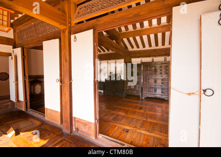 Typical interior of traditional Korean noble man's house, Namsangol Hanok Village, Seoul, Korea Stock Photo