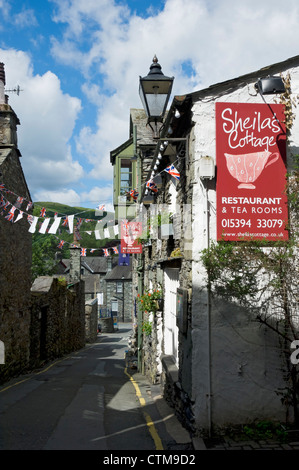 Restaurant and tea rooms cafe in the town centre in summer Ambleside Cumbria England UK United Kingdom GB Great Britain Stock Photo