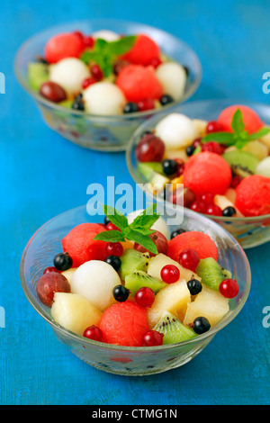 Fruits salad with azahar (orange blossom scent) Recipe available. Stock Photo