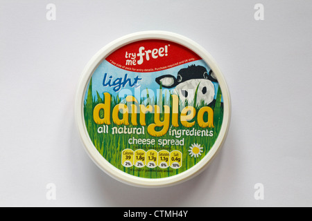 Tub of light Dairylea all natural ingredients cheese spread isolated on white background Stock Photo