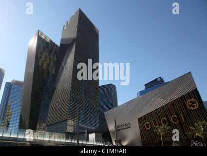 Veer Towers and the Crystals, part of City Center, Las Vegas strip 2012 Stock Photo