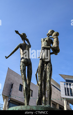 La fontaine de la place du 19 avril 1944, Rouen, commemorating a tragic day of heavy bombing during WW2, Normandy, France Stock Photo