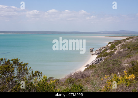 The Preekstoel rock formation on the beach at Kraal Bay in the Langebaan Lagoon near Saldanha Bay, Western Cape, South Africa Stock Photo