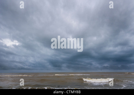 scene of sea during monsoon, raining season at east cost of malaysia. Stock Photo