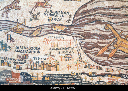 mosaic replica of antique Madaba map of Holy Land Stock Photo