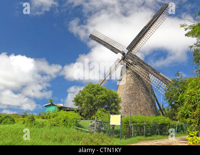 The Morgan Lewis Mill in Barbados was the last working mill on the island and was believed to be built in 1727. Stock Photo