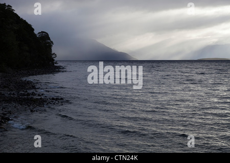 Breaking skies above Lake Te Anau, New Zealand 2 Stock Photo