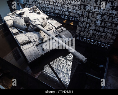 Russian communist tank inside the House of Terror museum in Budapest, Hungary, Eastern Europe Stock Photo