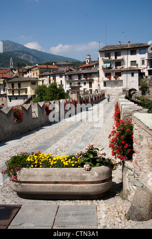 Dronero, Piemonte, Italy with the Alps in the background Stock Photo