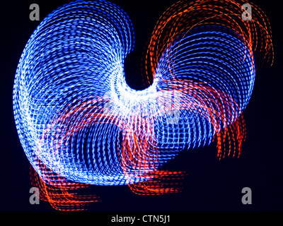 Blurred movement effect of overhead street illuminations - France. Stock Photo