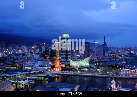 Aerial panoramic view of harborland, Kobe, Hyogo, Japan Stock Photo