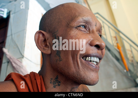Sak Yoan. Sacred 'protection' tattoos in Cambodia.  The tattoo tradition in Cambodia is dying out. Stock Photo