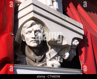 Capital detail, fish market at Rialto bridge, Venice Stock Photo