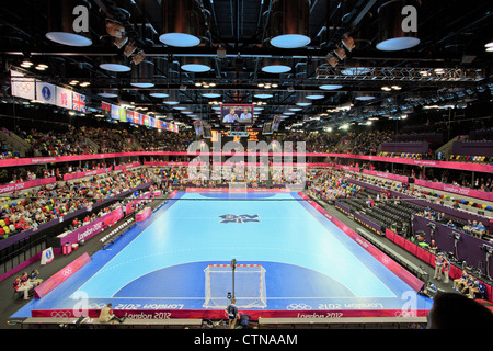 LONDON, ENGLAND - JULY 28: Copper Box ahead of the GB vs. Montenegro Womens Handball game on July 28, 2012 in London, England. Stock Photo