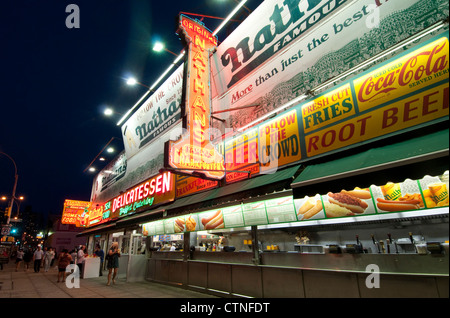 Nathan's Famous Landmark Restaurant in Coney Island, Brooklyn Stock Photo