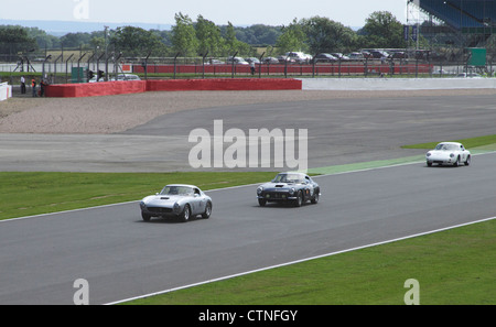 Race at RAC Tourist Trophy for Historic Cars (pre-63 GT) Silverstone Classic July 22 2012 Ferrari 250 SWB at front Stock Photo