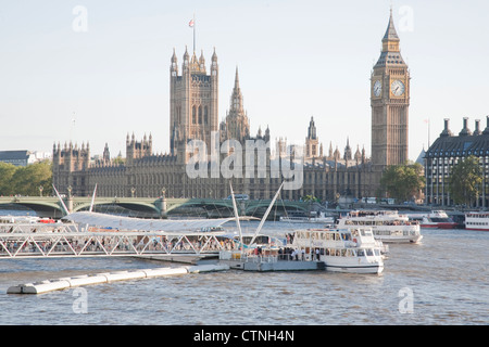 Big Ben and the Houses of Parliament on the River Thames in London, England, UK Stock Photo