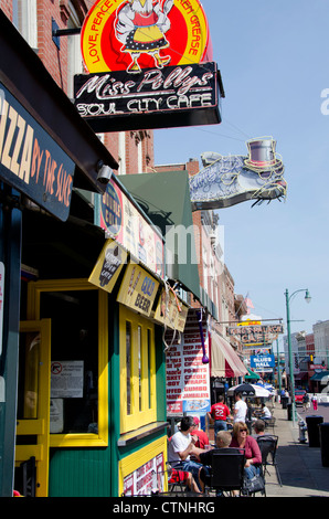 Tennessee, Memphis. Famous Beale Street. Miss Pollys Soul City Cafe. Stock Photo