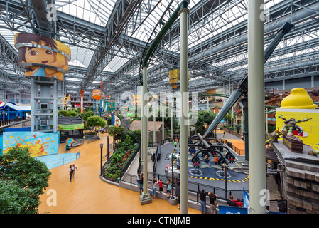View over Nickelodeon Universe indoor amusement park in the Mall of America, Bloomington, Minneapolis, Minnesota, USA Stock Photo