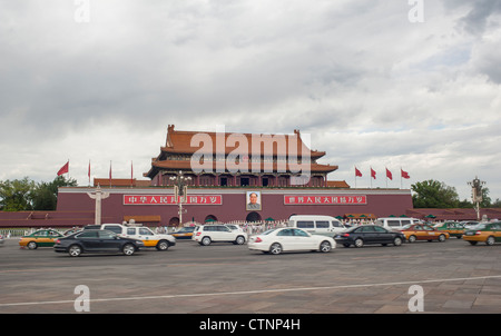 Busy traffic in front of Tiananmen Stock Photo