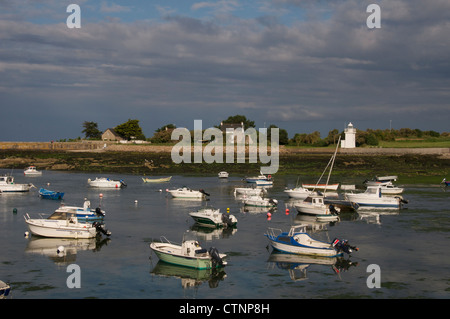 Moored boats Barfleur Cherbourg Peninsular Normandy France Stock Photo