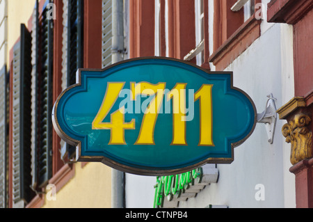 4711 Eau de Cologne perfumery sign in the 'Old Town' Altstadt of Heidelberg Germany Europe Stock Photo