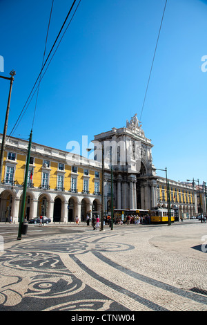 Praca do Comercio and Rua Augusta Arch in Lisbon - Portugal Stock Photo