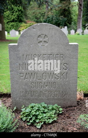 Unusually shaped German headstone in the St. Symphorien Military Cemetery, Mons, Hainaut, Belgium. (SEE NOTES) Stock Photo