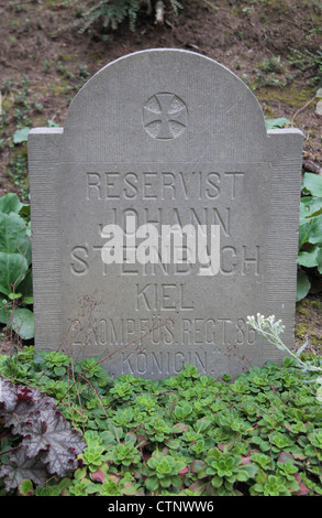 Unusual German headstone in the St. Symphorien Military Cemetery, Mons, Hainaut, Belgium. Stock Photo