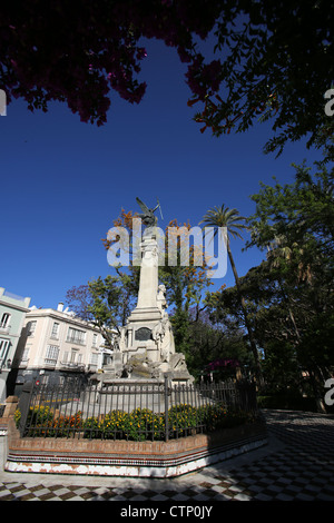 City of Cadiz, Spain. Picturesque view of the Marqués de Comillas monument near the Alameda de Apodaca. Stock Photo