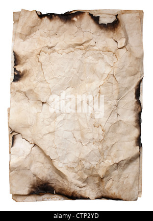 Old crumpled paper texture isolated on white background Stock Photo