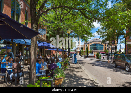 Great Lakes Brewing Co brewpub on Market Street with West Side Market behind, Ohio City district, Cleveland, Ohio, USA Stock Photo