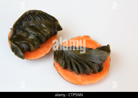 Steamed sweet potato flavoured Gyoza (Jiaozi) A Chinese dumpling Stock Photo