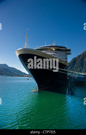 Sapphire Princess cruiseship docked in Juneau Harbor with Douglas Island in the background, Juneau, Southeast Alaska, Summer Stock Photo