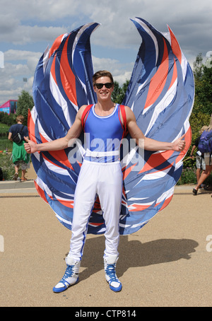Atmosphere at the Olympic Park in Stratford, East London on the first day of the London 2012 Olympics Stock Photo