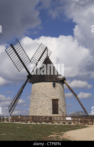 Old windmill of Saint Pierre De La Fage in Languedoc Roussillon, France Stock Photo