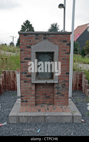 Memorial to Private George Lawrence Price, Ville-sur-Haine, Belgium. Pte Price was the last Commonwealth soldier to die in WWI. Stock Photo