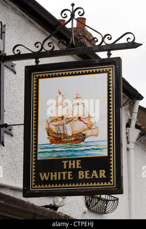 The 'White Bear' a Pub sign in Bedale a  town in North Yorkshire, UK Stock Photo